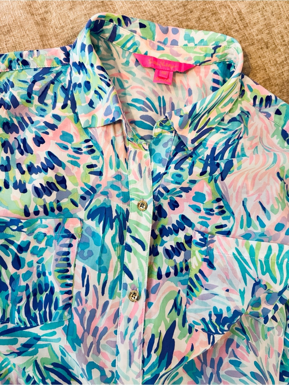 Lilly Pulitzer Button Front Beach Cover Up Pastels XXS